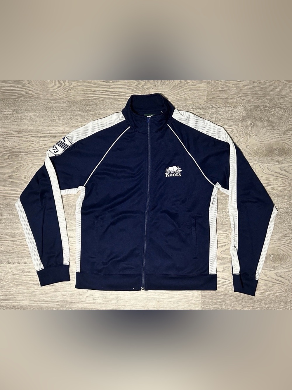 Vintage Roots USA Navy and White Lightweight Track Jacket